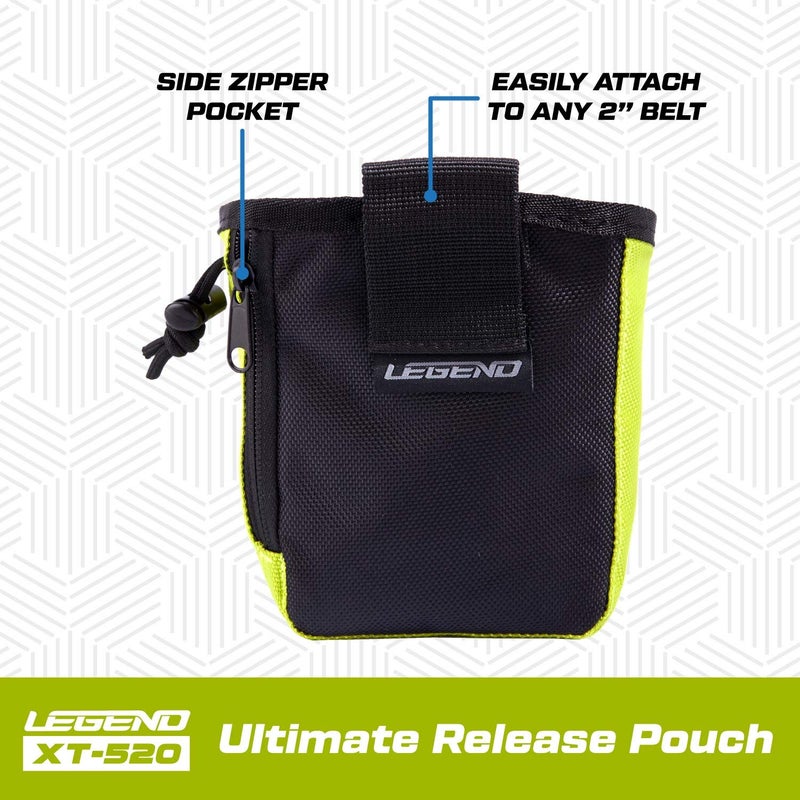LEGEND XT520 Quick Release Pouch & Finger Tab Bag (Green) | Interior Divider for Better Organization & Storage of Release Aids | Attaches to Standard 2" Belt | Quick Drawstring Closure - Image 4